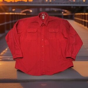 Vintage 80s BIG MAC Chamois Cloth‎ Flannel Shirt XL Red Oversized Heavy Rare
